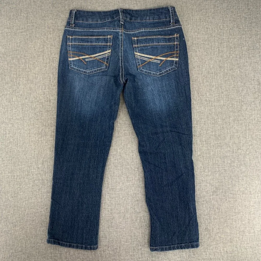 So Straight Dark Blue Denim Jeans Size 5 Low Rise 78% Cotton Polyester‎ Spandex